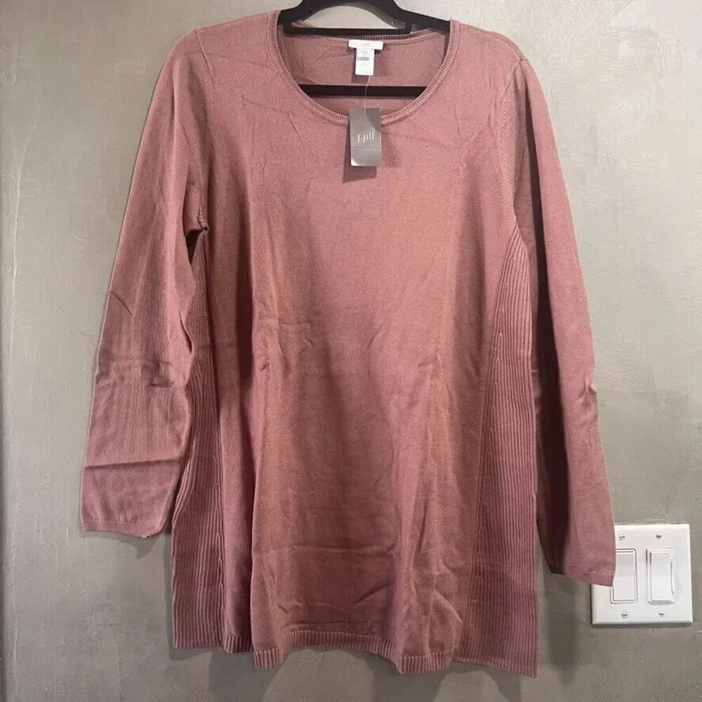 J Jill Rosewood Ribbed Side Sweater Women's Medium M NWT